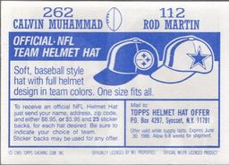 1985 Topps Stickers #112 / 262 Rod Martin / Calvin Muhammad Back