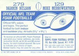1985 Topps Stickers #129 / 279 Mike Merriweather / Darrin Nelson Back