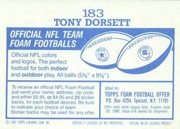 1985 Topps Stickers #183 Tony Dorsett Back