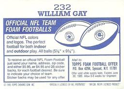 1985 Topps Stickers #232 William Gay Back