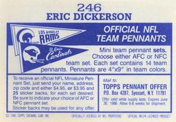 1985 Topps Stickers #246 Eric Dickerson Back