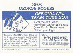 1985 Topps Stickers #268 George Rogers Back