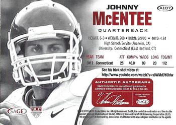 2013 SAGE HIT - Autographs #A107 Johnny McEntee Back