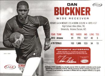 2013 SAGE HIT - Autographs #A114 Dan Buckner Back