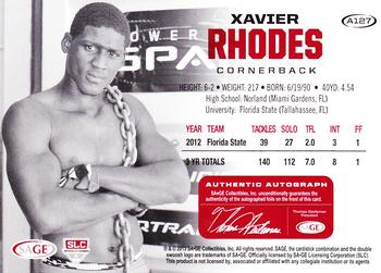 2013 SAGE HIT - Autographs #A127 Xavier Rhodes Back