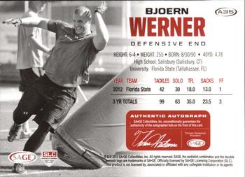 2013 SAGE HIT - Autographs Gold #A35 Bjoern Werner Back
