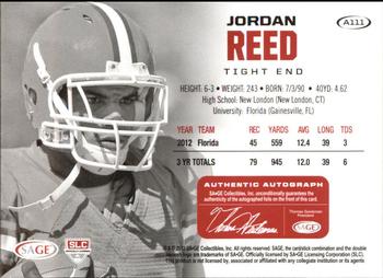 2013 SAGE HIT - Autographs Gold #A111 Jordan Reed Back