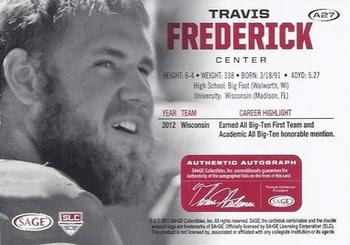 2013 SAGE HIT - Autographs Silver #A27 Travis Frederick Back