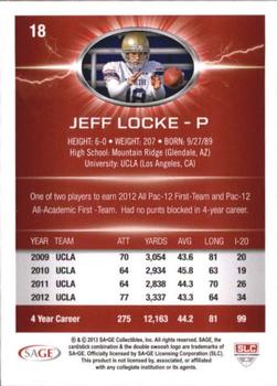 2013 SAGE HIT - Gold #18 Jeff Locke Back