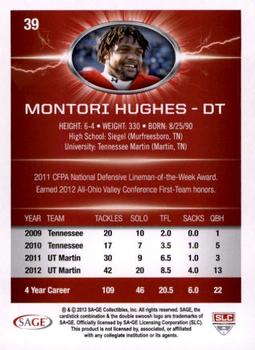 2013 SAGE HIT - Gold #39 Montori Hughes Back