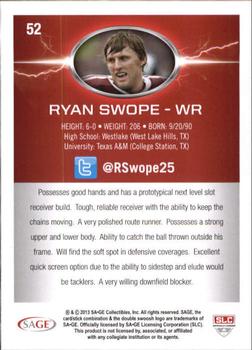 2013 SAGE HIT - Gold #52 Ryan Swope Back