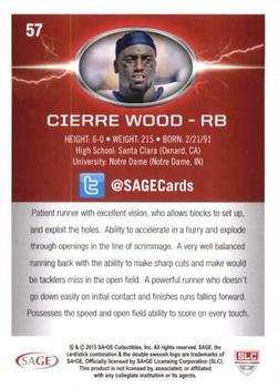 2013 SAGE HIT - Gold #57 Cierre Wood Back