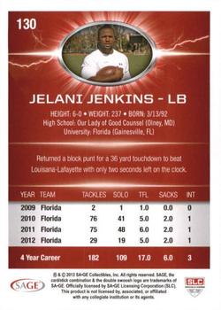 2013 SAGE HIT - Gold #130 Jelani Jenkins Back