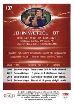 2013 SAGE HIT - Gold #137 John Wetzel Back