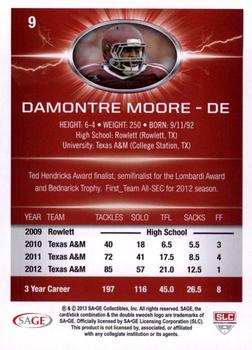 2013 SAGE HIT - Silver #9 Damontre Moore Back