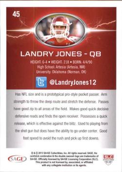2013 SAGE HIT - Silver #45 Landry Jones Back