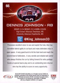 2013 SAGE HIT - Silver #66 Dennis Johnson Back