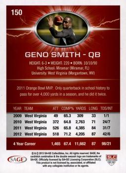 2013 SAGE HIT - Silver #150 Geno Smith Back
