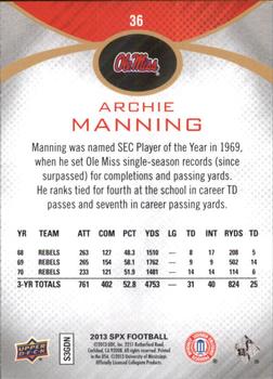 2013 SPx #36 Archie Manning Back