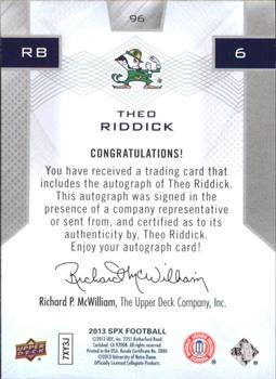 2013 SPx #96 Theo Riddick Back