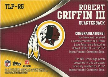 2012 Topps - Logo Patch #TLP-RG Robert Griffin III Back