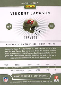 2012 Panini Totally Certified - Blue #54 Vincent Jackson Back