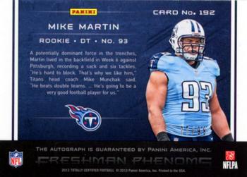 2012 Panini Totally Certified - Blue #192 Mike Martin Back