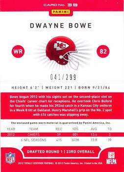 2012 Panini Totally Certified - Red Materials #39 Dwayne Bowe Back