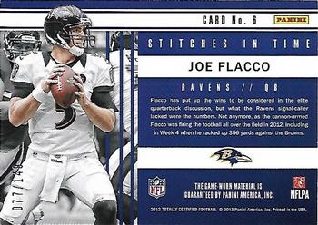 2012 Panini Totally Certified - Stitches in Time #6 Joe Flacco Back