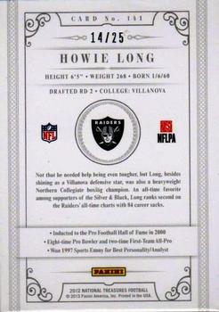 2012 Panini National Treasures - Century Silver #141 Howie Long Back