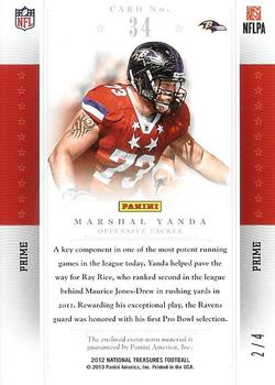 2012 Panini National Treasures - Colossal Materials Pro Bowl Stars Prime #34 Marshal Yanda Back