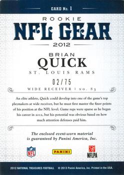 2012 Panini National Treasures - NFL Gear Combos #1 Brian Quick Back