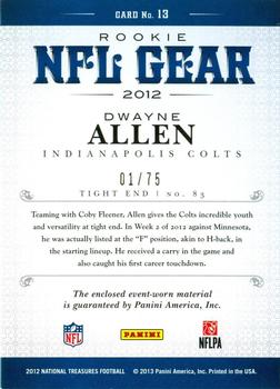 2012 Panini National Treasures - NFL Gear Combos #13 Dwayne Allen Back