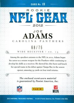 2012 Panini National Treasures - NFL Gear Combos #15 Joe Adams Back