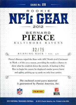 2012 Panini National Treasures - NFL Gear Combos #29 Bernard Pierce Back