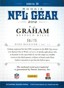2012 Panini National Treasures - NFL Gear Combos #31 T.J. Graham Back