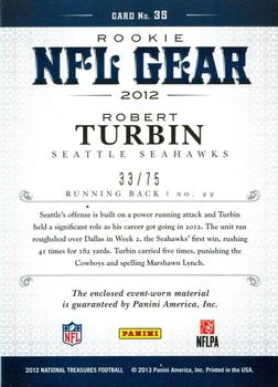 2012 Panini National Treasures - NFL Gear Combos #35 Robert Turbin Back