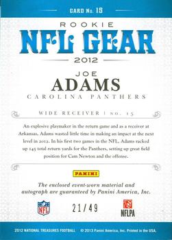 2012 Panini National Treasures - NFL Gear Combos Signatures #15 Joe Adams Back