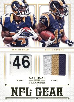 2012 Panini National Treasures - NFL Gear Dual Player Materials Prime #14 Chris Givens / Isaiah Pead Front