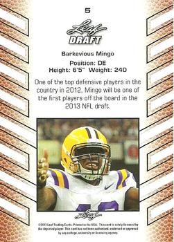 2013 Leaf Draft #5 Barkevious Mingo Back