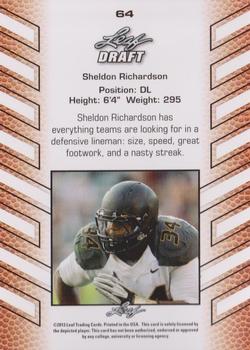 2013 Leaf Draft #64 Sheldon Richardson Back