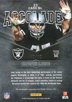 2012 Panini Playbook - Accolades Signatures #23 Howie Long Back