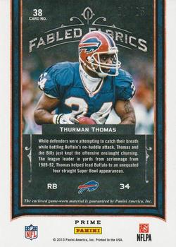 2012 Panini Playbook - Fabled Fabrics Prime #38 Thurman Thomas Back