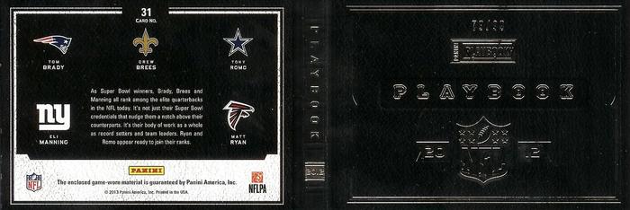 2012 Panini Playbook - Material Playbook #31 Tom Brady / Drew Brees / Tony Romo / Eli Manning / Matt Ryan Back