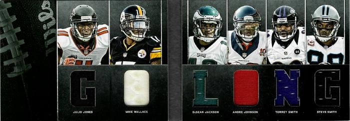 2012 Panini Playbook - Material Playbook #34 Andre Johnson / DeSean Jackson / Julio Jones / Mike Wallace / Steve Smith USC / Torrey Smith Front