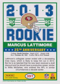 2013 Score #397 Marcus Lattimore Back