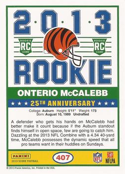 2013 Score #407 Onterio McCalebb Back
