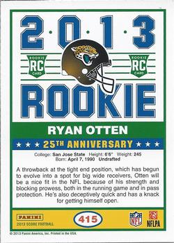2013 Score #415 Ryan Otten Back