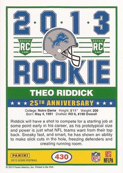 2013 Score #430 Theo Riddick Back