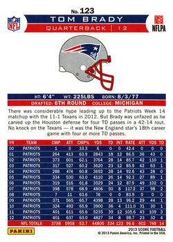2013 Score #123 Tom Brady Back